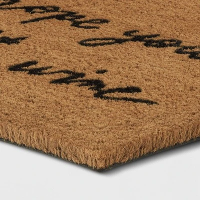 1'6"x2'6" Hope You Brought Wine Coir Doormat Tan/Black - Threshold™ 1 1'6"x2'6" Hope You Brought Wine Coir Doormat Tan/Black - Threshold™
