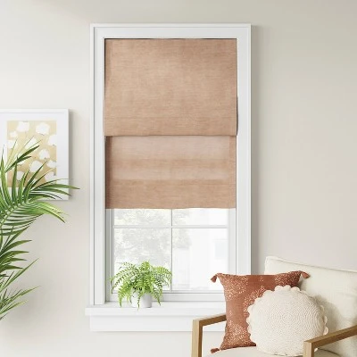 1pc Light Filtering Cordless Jute-Like Roman Window Shade Dark Natural - Threshold™ 1 1pc Light Filtering Cordless Jute-Like Roman Window Shade Dark Natural - Threshold™