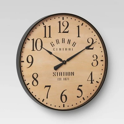 26" Grand Central Station Wall Clock Tan/Black - Threshold™ 2 26" Grand Central Station Wall Clock Tan/Black - Threshold™ - Image 2