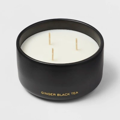 15oz Ceramic Jar 3-Wick Black Label Ginger Black Tea Candle - Threshold™ 2 15oz Ceramic Jar 3-Wick Black Label Ginger Black Tea Candle - Threshold™ - Image 2