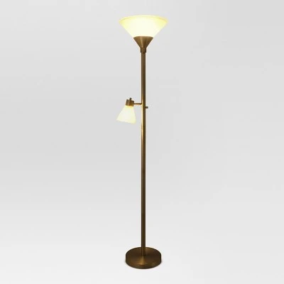 Mother Daughter Torchiere Floor Lamp With Glass Shade - Threshold™ 1 Mother Daughter Torchiere Floor Lamp With Glass Shade - Threshold™