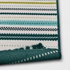 7'x10' Textural Stripe Rectangular Woven Outdoor Area Rug Light Green - Threshold™ -Threshold Home Decoration GUEST 8fbba8c2 1ff0 42bf 8161 a2f29c8eb282
