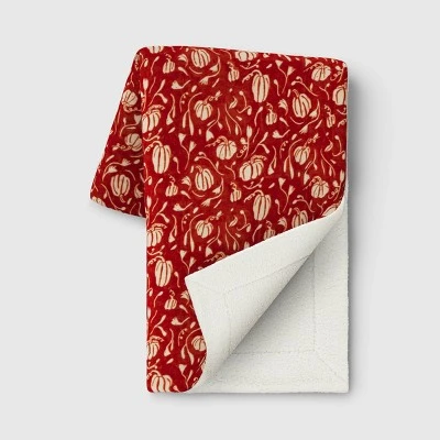 Mini Pumpkin Printed Plush With Shearling Reverse Throw Blanket - Threshold™ 5 Mini Pumpkin Printed Plush With Shearling Reverse Throw Blanket - Threshold™ - Image 5