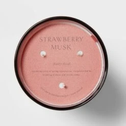 Colored Vase Glass With Dustcover Strawberry Musk Candle Red - Threshold™ -Threshold Home Decoration GUEST a1481056 0056 434b 8190 eafa8bcfa251