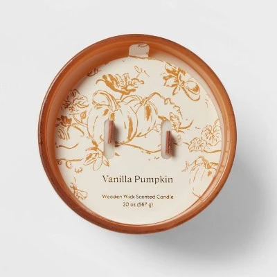 20oz Glass Woodwick Vanilla Pumpkin Candle - Threshold™ 4 20oz Glass Woodwick Vanilla Pumpkin Candle - Threshold™ - Image 4