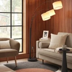 Avenal 3-Head Shaded Arc Floor Lamp Black - Threshold™