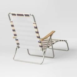 Striped Aluminum Beach Lounger With Wood Arms - Threshold™ -Threshold Home Decoration GUEST a72bf634 d3db 44d5 b2f4 d19d9498af18