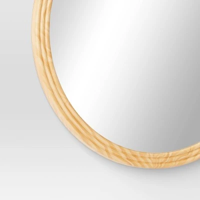 28" Round Fluted Circle Wall Mirror Natural - Threshold™ 3 28" Round Fluted Circle Wall Mirror Natural - Threshold™ - Image 3