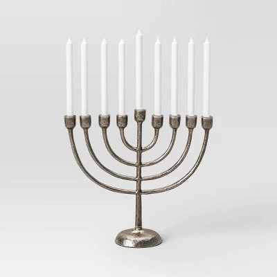 Classic Cast Aluminum Menorah Antique Silver - Threshold™ 2 Classic Cast Aluminum Menorah Antique Silver - Threshold™ - Image 2