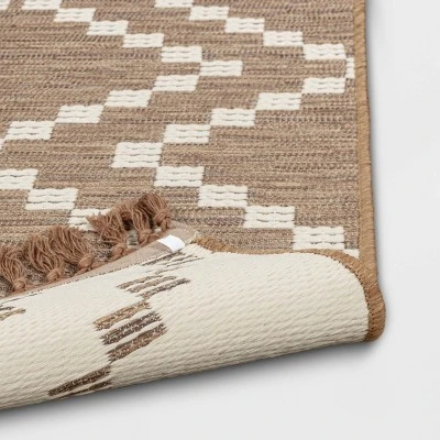 Check Diamonds Outdoor Rug Tan - Threshold™ 3 Check Diamonds Outdoor Rug Tan - Threshold™ - Image 3
