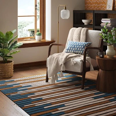 Striped Area Rug Turquoise/Yellow - Threshold™ 1 Striped Area Rug Turquoise/Yellow - Threshold™