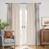 1pc 50"x84" Blackout Woven Stripe Border Window Curtain Panel Black - Threshold™