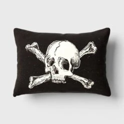 Oversize Skull And Crossbones Woven Cotton Lumbar Halloween Throw Pillow Black - Threshold™ -Threshold Home Decoration GUEST b45186ba 7db4 4537 829f d4aedfe091ea