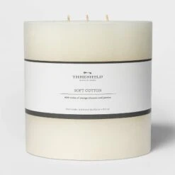 Pillar Candle Soft Cotton White - Threshold™ 10 Pillar Candle Soft Cotton White - Threshold™ -Threshold Home Decoration GUEST ba85ccc0 51d2 49b1 b7fa 9591207f9ad8