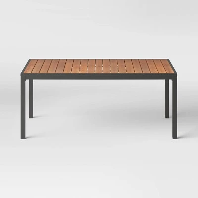 Bryant 6 Person Faux Wood Rectangle Patio Dining Table - Gray/Natural Wood - Threshold™ 2 Bryant 6 Person Faux Wood Rectangle Patio Dining Table - Gray/Natural Wood - Threshold™ - Image 2