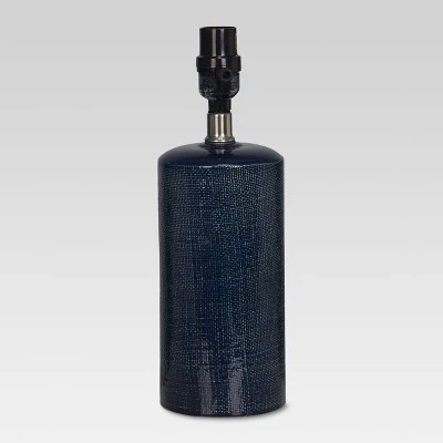 Linen Textured Ceramic Small Lamp Base Dark Blue - Threshold 3 Linen Textured Ceramic Small Lamp Base Dark Blue - Threshold - Image 3