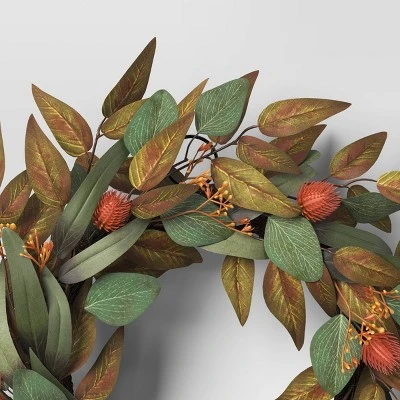 Fall Leaf Wreath Green - Threshold™ 2 Fall Leaf Wreath Green - Threshold™ - Image 2