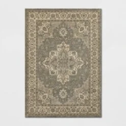 Medallion Jewel Boarder Persian Rug Cream/Gray - Threshold™ -Threshold Home Decoration GUEST c90ac763 0734 47b9 8fdf 2fae107c0555