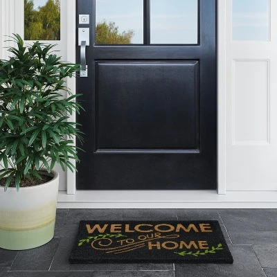 1'6"x2'6"/18"x30" Welcome To Our Home Doormat Black - Threshold™ 2 1'6"x2'6"/18"x30" Welcome To Our Home Doormat Black - Threshold™ - Image 2