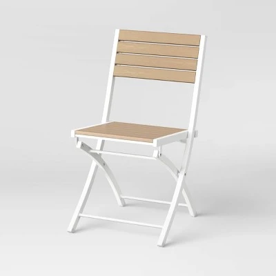 Bryant 4pk Faux Wood Folding Patio Bistro Chairs - White/Light Wood - Threshold™ 2 Bryant 4pk Faux Wood Folding Patio Bistro Chairs - White/Light Wood - Threshold™ - Image 2