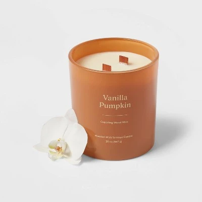 20oz Glass Woodwick Vanilla Pumpkin Candle - Threshold™ 2 20oz Glass Woodwick Vanilla Pumpkin Candle - Threshold™ - Image 2