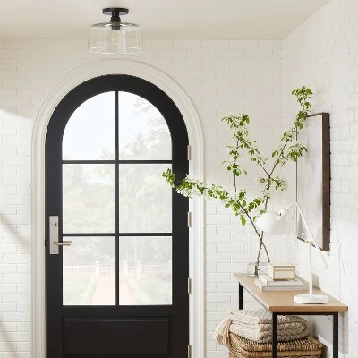 Glass Semi Flushmount Ceiling Light Black - Threshold™ Designed With Studio McGee 1 Glass Semi Flushmount Ceiling Light Black - Threshold™ Designed With Studio McGee
