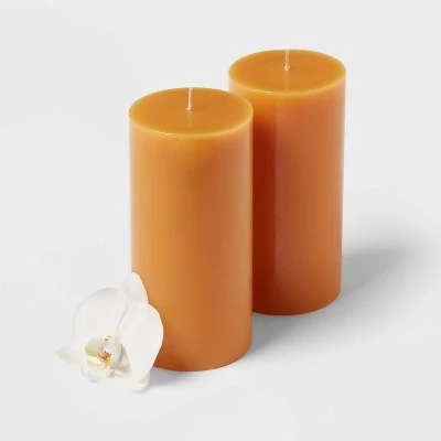 2pk Pillars Vanilla Pumpkin Orange - Threshold™ 2 2pk Pillars Vanilla Pumpkin Orange - Threshold™ - Image 2