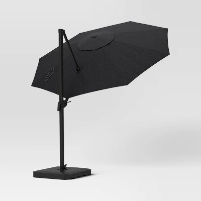 11'x11' Offset Patio Umbrella Black - Black Pole - Threshold™ 2 11'x11' Offset Patio Umbrella Black - Black Pole - Threshold™ - Image 2