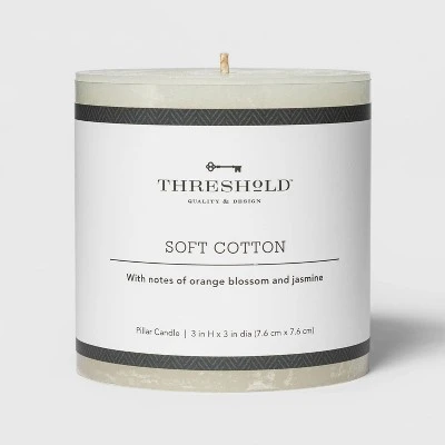 Pillar Candle Soft Cotton White - Threshold™ 3 Pillar Candle Soft Cotton White - Threshold™ - Image 3