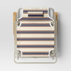 Striped Aluminum Beach Lounger With Wood Arms - Threshold™ -Threshold Home Decoration GUEST d7a29a5f 36d6 4e20 946f 19c9e2c0afc7