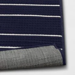 7'x10' Thin Stripe Rectangular Woven Outdoor Area Rug Navy/Ivory - Threshold™ -Threshold Home Decoration GUEST d8dd5e92 4349 401f 907f d39c6645ef8e