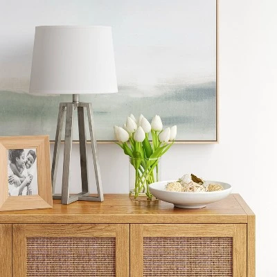 Brushed Linear Large Lamp Base Silver - Threshold™ 1 Brushed Linear Large Lamp Base Silver - Threshold™