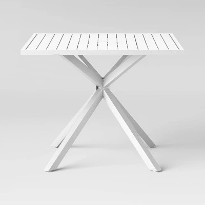 Seabury Steel 4 Person Square Patio Dining Table, Outdoor Furniture - White - Threshold™ 2 Seabury Steel 4 Person Square Patio Dining Table, Outdoor Furniture - White - Threshold™ - Image 2