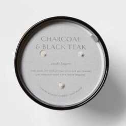 Colored Vase Glass With Dustcover & Black Teak Candle Black - Threshold™ -Threshold Home Decoration GUEST db5f0a77 3d4b 4811 aeb9 5e16fded9c82