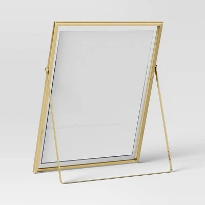9" X 11" Float To 8" X 10" Linear Metal Easel Single Image Frame Brass - Threshold™ 3 9" X 11" Float To 8" X 10" Linear Metal Easel Single Image Frame Brass - Threshold™ - Image 3