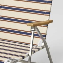Striped Aluminum Beach Lounger With Wood Arms - Threshold™ -Threshold Home Decoration GUEST df789a71 0257 4fd1 9821 4102e7b5fb20