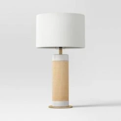 Ceramic Table Lamp With Natural Wrap White - Threshold™ -Threshold Home Decoration GUEST e01250f9 e0e6 4ca1 99cd e9e54fdd259d