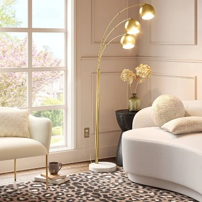 Span 3-Head Metal Globe Floor Lamp Brass - Threshold™ 1 Span 3-Head Metal Globe Floor Lamp Brass - Threshold™