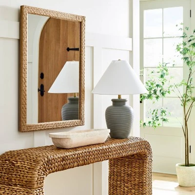 24" X 30" Woven Check Wall Mirror Natural - Threshold™ Designed With Studio McGee 1 24" X 30" Woven Check Wall Mirror Natural - Threshold™ Designed With Studio McGee