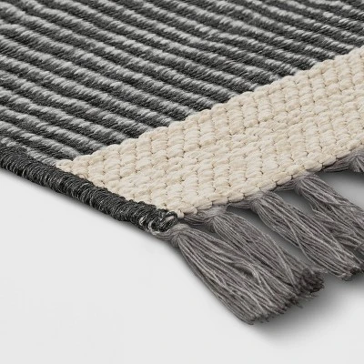 7'x10' Oversized Stripe Outdoor Rug Charcoal Gray - Threshold™ 2 7'x10' Oversized Stripe Outdoor Rug Charcoal Gray - Threshold™ - Image 2