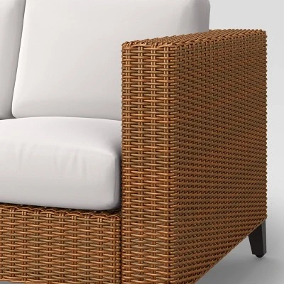 Brookfield Steel Wicker Patio Sofa - Light Brown - Threshold™ 4 Brookfield Steel Wicker Patio Sofa - Light Brown - Threshold™ - Image 4