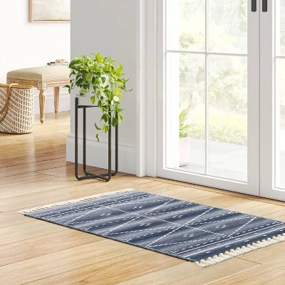 2'4"x3'9" Woven Tapestry Rug With Fringe Indigo - Threshold™ 1 2'4"x3'9" Woven Tapestry Rug With Fringe Indigo - Threshold™