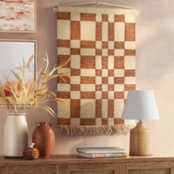 24" X 36" Hand Woven Jute/Polyester Wall Art With Wooden Dowel - Threshold™