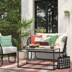 5'x7' Dashed Stripe Outdoor Rug Warm - Threshold™