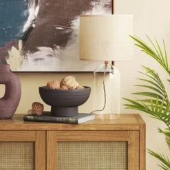 Glass Table Lamp With Open Base And Natural Shade - Threshold™