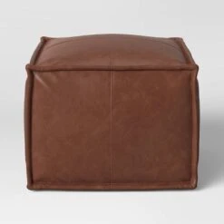 Earl Faux Leather French Seam Ottoman - Threshold™ -Threshold Home Decoration GUEST fd85c80c 28fa 450f 891c de0a371ca7e6